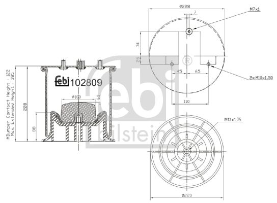 Dėklas, pneumatinė pakaba FEBI BILSTEIN 102809