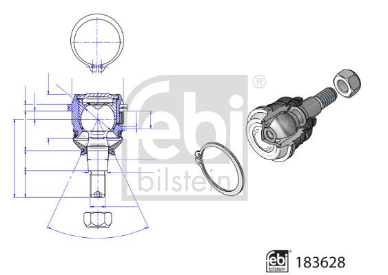 Нижній/верхній кульовий шарнір FEBI BILSTEIN 183628