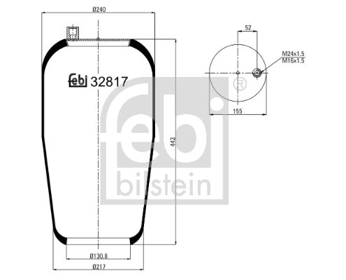 Dėklas, pneumatinė pakaba FEBI BILSTEIN 32817