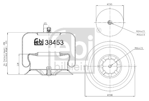 Dėklas, pneumatinė pakaba FEBI BILSTEIN 38453