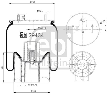 Dėklas, pneumatinė pakaba FEBI BILSTEIN 39434