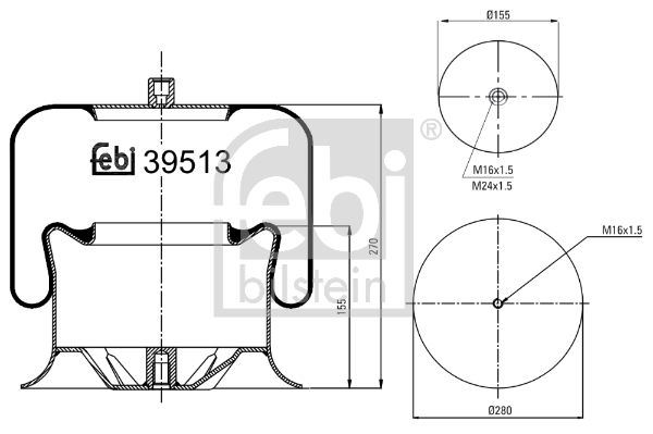 Dėklas, pneumatinė pakaba FEBI BILSTEIN 39513