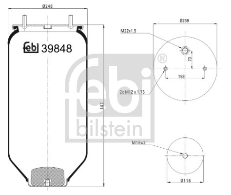 Dėklas, pneumatinė pakaba FEBI BILSTEIN 39848