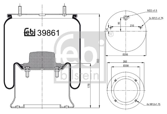 Балон пневматичної ресори, пневматична підвіска FEBI BILSTEIN 39861