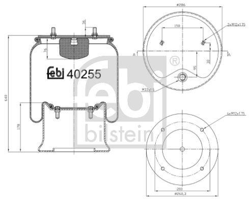 Dėklas, pneumatinė pakaba FEBI BILSTEIN 40255