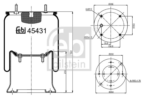 Dėklas, pneumatinė pakaba FEBI BILSTEIN 45431