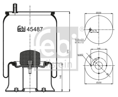 Dėklas, pneumatinė pakaba FEBI BILSTEIN 45487