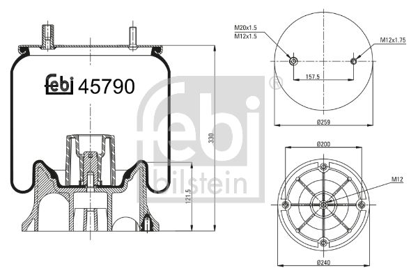 Dėklas, pneumatinė pakaba FEBI BILSTEIN 45790