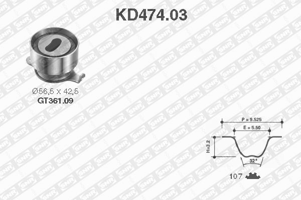 Paskirstymo diržo komplektas SNR KD474.03