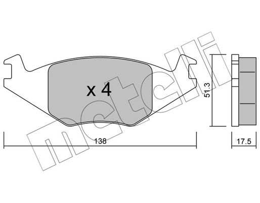 Комплект гальмівних накладок, дискове гальмо METELLI 22-0047-0