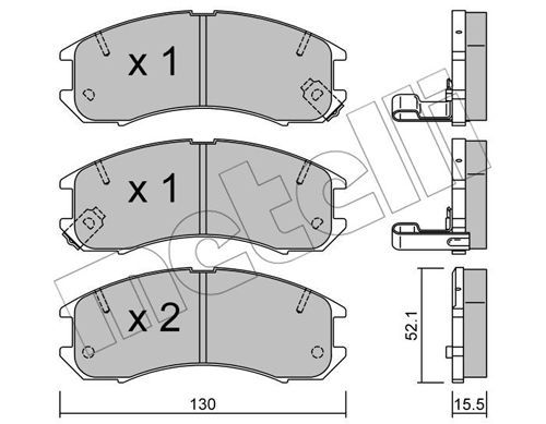 Комплект гальмівних накладок, дискове гальмо METELLI 22-0068-0