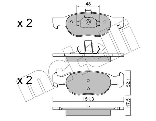 Комплект гальмівних накладок, дискове гальмо METELLI 22-0079-2