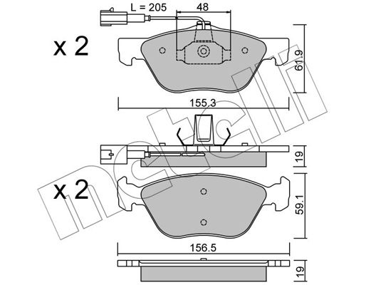 Комплект гальмівних накладок, дискове гальмо METELLI 22-0083-0