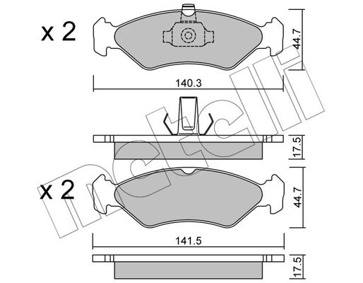 Комплект гальмівних накладок, дискове гальмо METELLI 22-0088-0