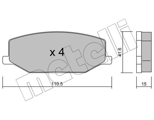 Комплект гальмівних накладок, дискове гальмо METELLI 22-0097-0