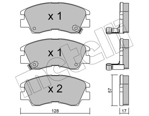 Комплект гальмівних накладок, дискове гальмо METELLI 22-0115-0