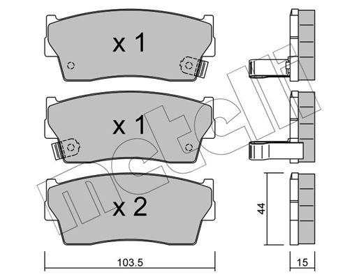 Комплект гальмівних накладок, дискове гальмо METELLI 22-0116-0