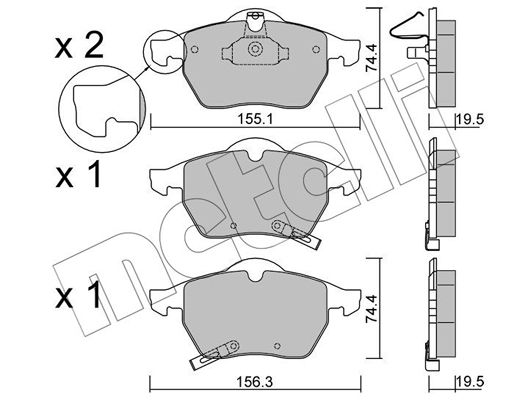 Brake Pad Set, disc brake METELLI 22-0118-1