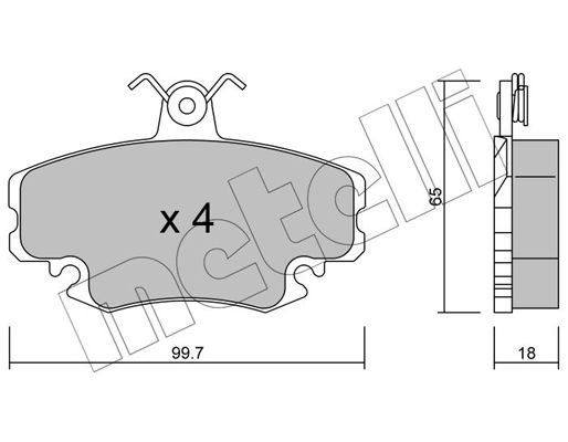 Комплект гальмівних накладок, дискове гальмо METELLI 22-0120-0