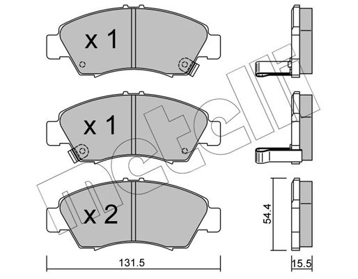 Комплект гальмівних накладок, дискове гальмо METELLI 22-0138-0