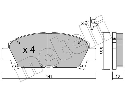 Brake Pad Set, disc brake METELLI 22-0166-0