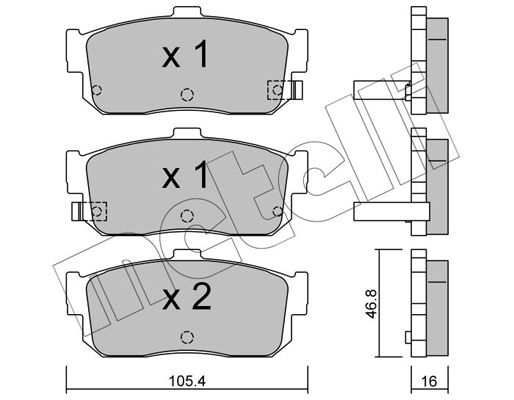 Комплект гальмівних накладок, дискове гальмо METELLI 22-0193-1