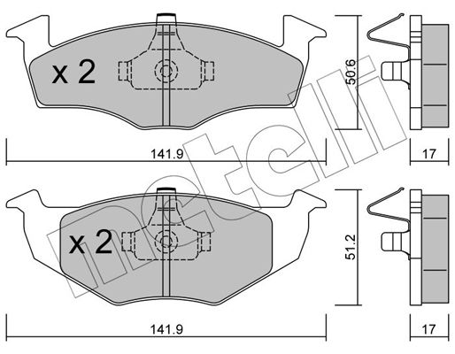 Комплект гальмівних накладок, дискове гальмо METELLI 22-0206-0