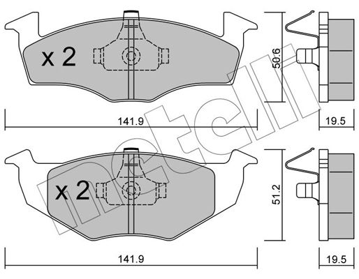 Комплект гальмівних накладок, дискове гальмо METELLI 22-0206-1