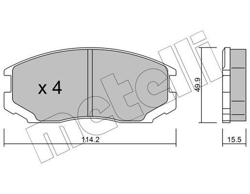 Комплект гальмівних накладок, дискове гальмо METELLI 22-0221-0