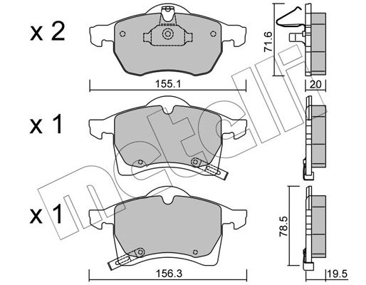 Brake Pad Set, disc brake METELLI 22-0258-0