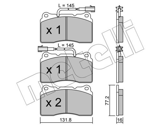 Brake Pad Set, disc brake METELLI 22-0288-0