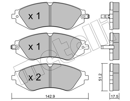 Комплект гальмівних накладок, дискове гальмо METELLI 22-0294-0