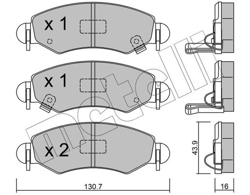 Комплект гальмівних накладок, дискове гальмо METELLI 22-0339-1