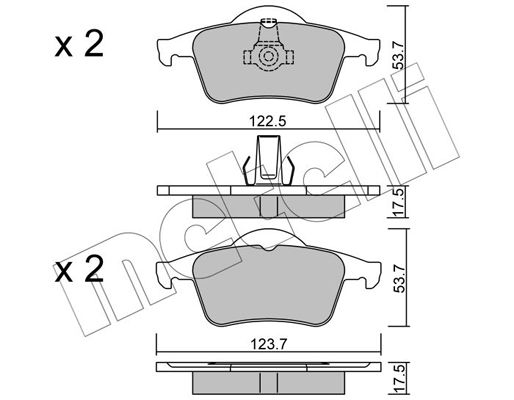 Комплект гальмівних накладок, дискове гальмо METELLI 22-0348-0