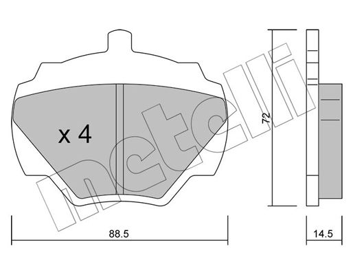 Комплект гальмівних накладок, дискове гальмо METELLI 22-0353-0