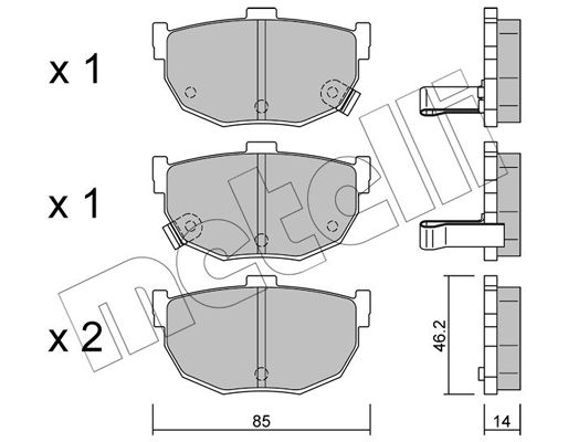 Комплект гальмівних накладок, дискове гальмо METELLI 22-0362-0