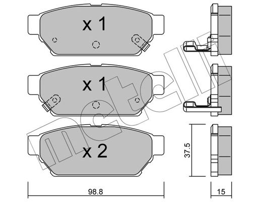 Комплект гальмівних накладок, дискове гальмо METELLI 22-0396-0