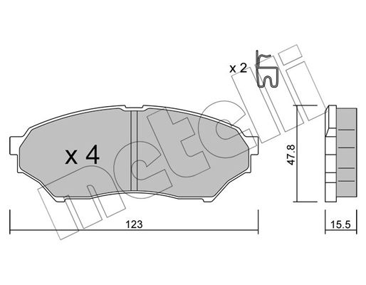 Комплект гальмівних накладок, дискове гальмо METELLI 22-0397-0