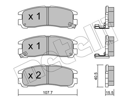 Комплект гальмівних накладок, дискове гальмо METELLI 22-0398-0