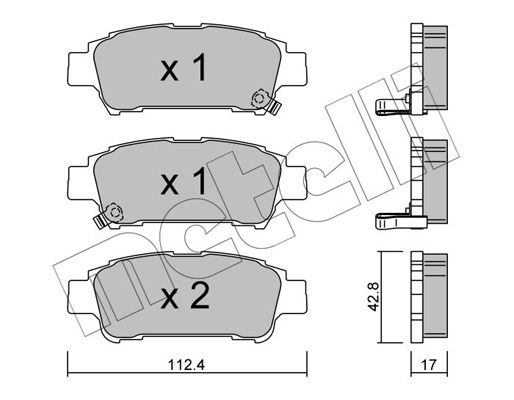 Комплект гальмівних накладок, дискове гальмо METELLI 22-0428-0