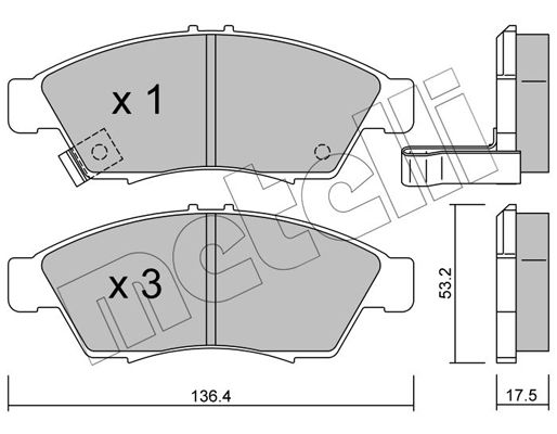 Комплект гальмівних накладок, дискове гальмо METELLI 22-0437-0