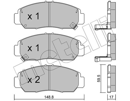 Комплект гальмівних накладок, дискове гальмо METELLI 22-0462-0