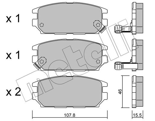 Комплект гальмівних накладок, дискове гальмо METELLI 22-0483-0