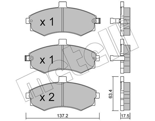 Комплект гальмівних накладок, дискове гальмо METELLI 22-0504-0