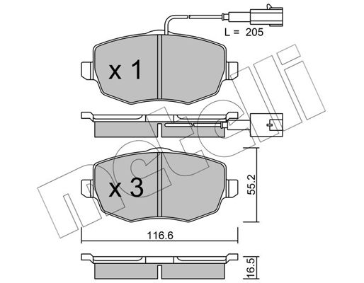 Brake Pad Set, disc brake METELLI 22-0528-1