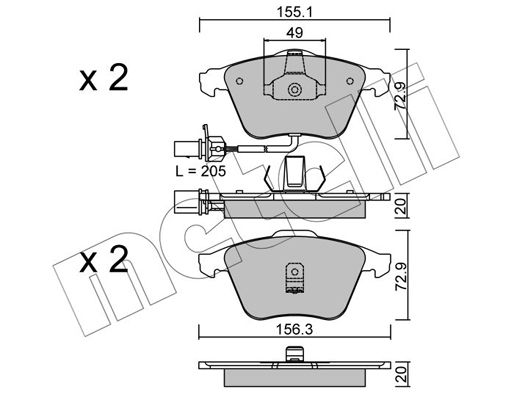 Brake Pad Set, disc brake METELLI 22-0549-0