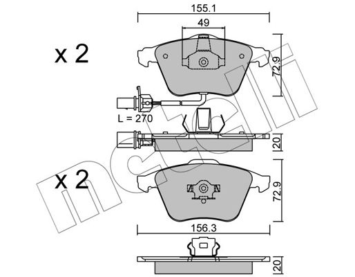 Brake Pad Set, disc brake METELLI 22-0549-1