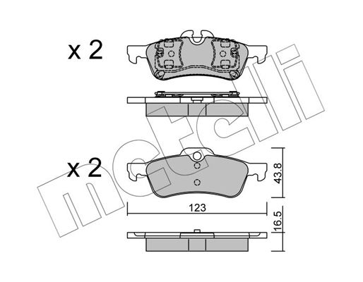 Комплект гальмівних накладок, дискове гальмо METELLI 22-0556-0