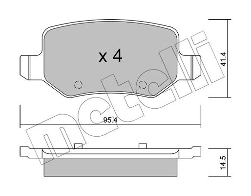 Комплект гальмівних накладок, дискове гальмо METELLI 22-0565-0