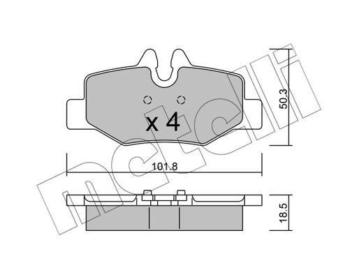 Комплект гальмівних накладок, дискове гальмо METELLI 22-0576-0